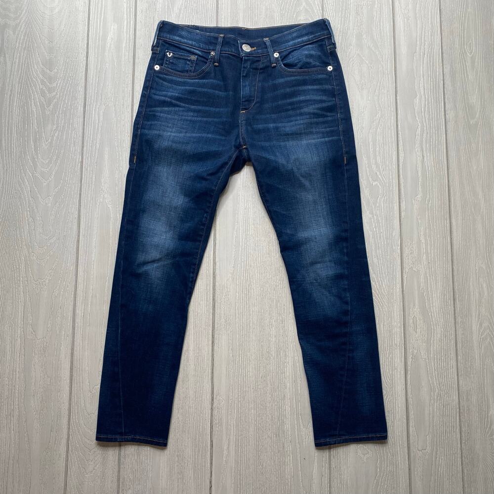 True Religion Denim Blue Nu Boy Midrise Slouchy Skinny Cropped Jeans Women's 25
